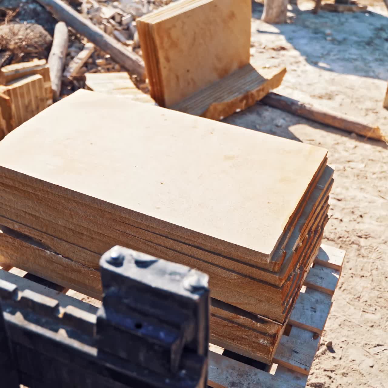 Forklift at marble area