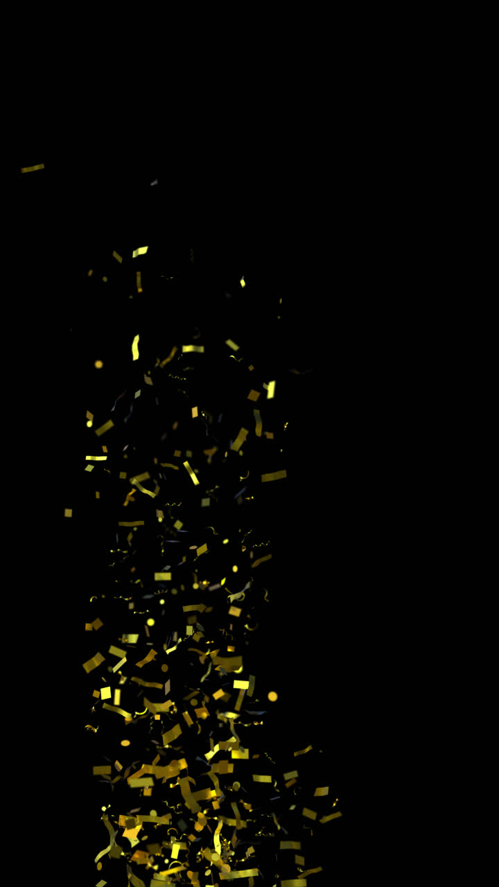Golden Confetti and Streamers Falling on Black Background | Premium ...