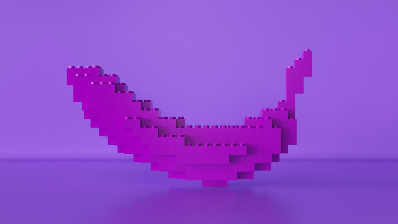 픽셀화 된 보라색 바나나