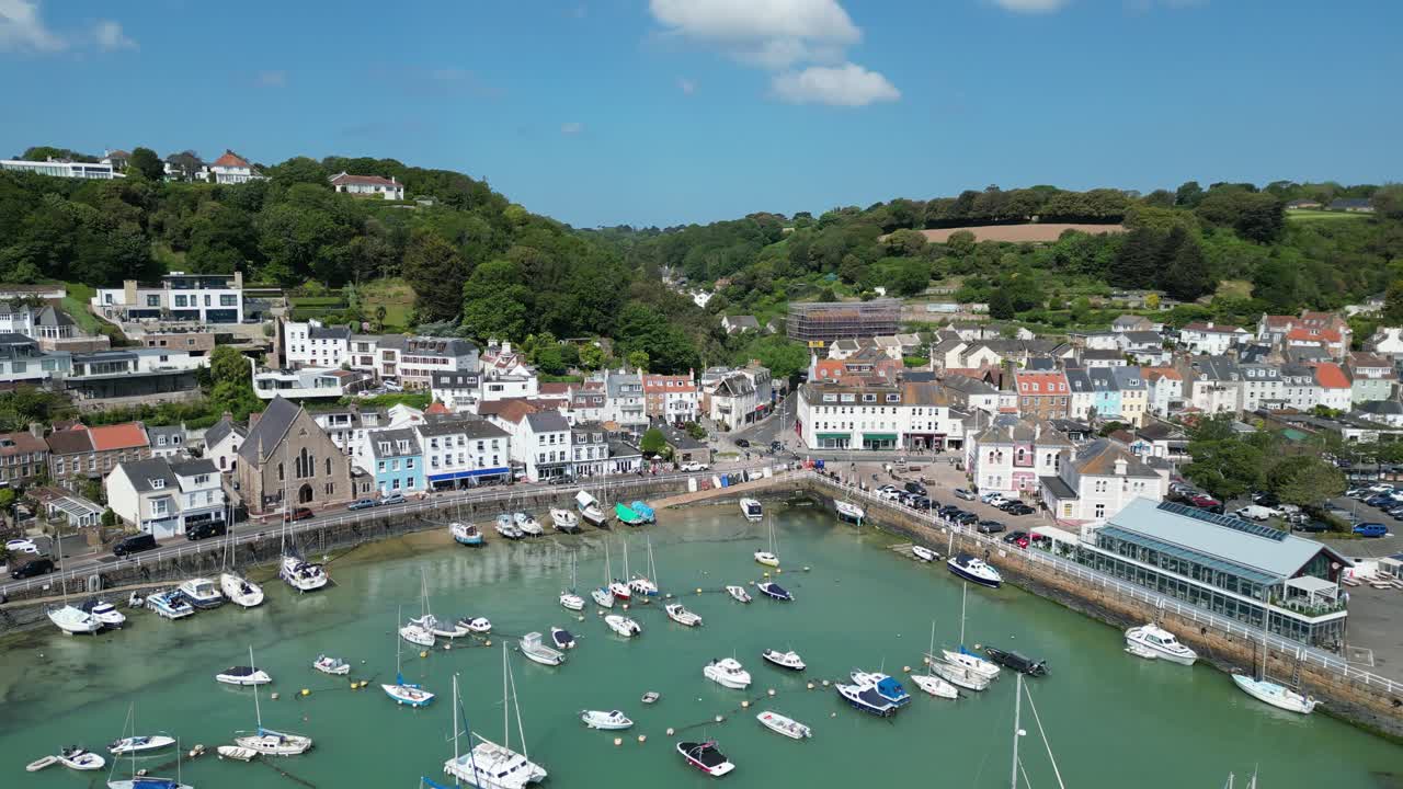 Harbour St. Aubin's Bay Jersey channel Islands drone,aerial