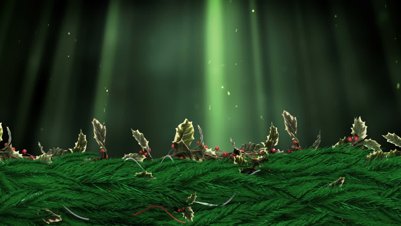 빛 입자의 흐름과 함께 크리스마스 홀리 꽃받침