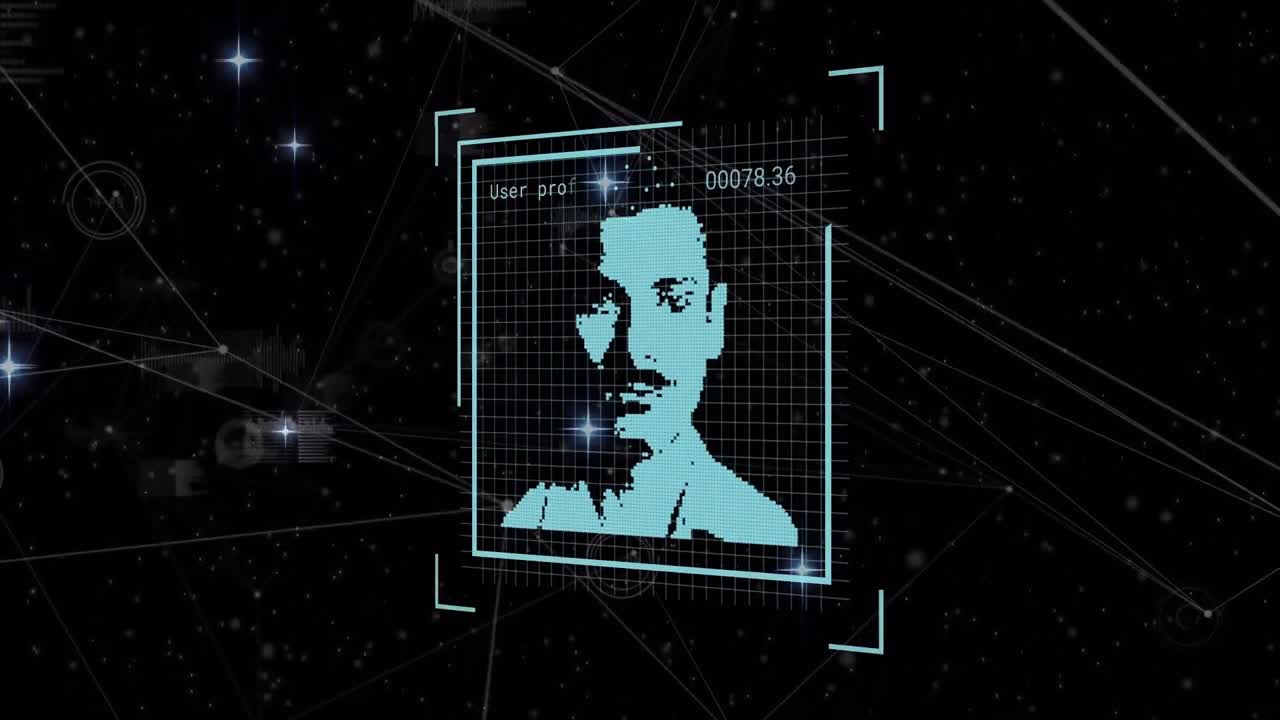 스크린 위에 디지털 아이콘과 연결 네트워크의 지구의 애니메이션