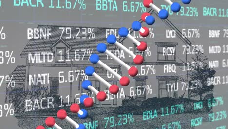 Animation-Des-DNA-Strangspinnens,-Datenverarbeitung-über-Dem-Haus