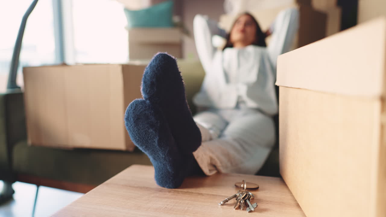 Woman Relaxing After Moving