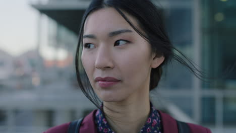 young beautiful asian businesswoman portrait of pensive university student