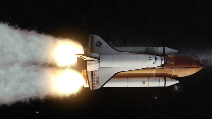 Space Rocket Carrying a Space Shuttle in the Galaxy