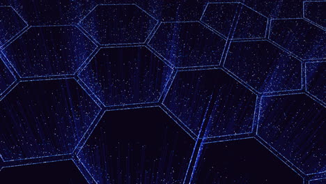 Blue-honeycomb-modern-and-futuristic-hexagonal-pattern-on-black-background