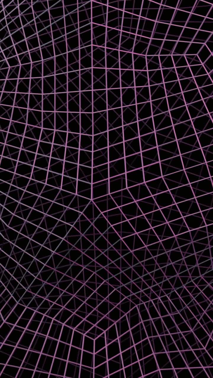 Animated Abstract Pink Wireframe Grid Moving on Black Background