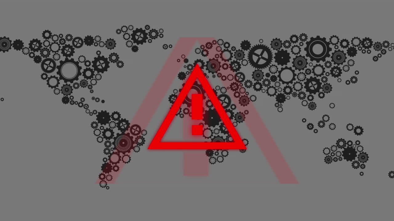 코로나 19 경고 표지판과 세계 지도의 애니메이션