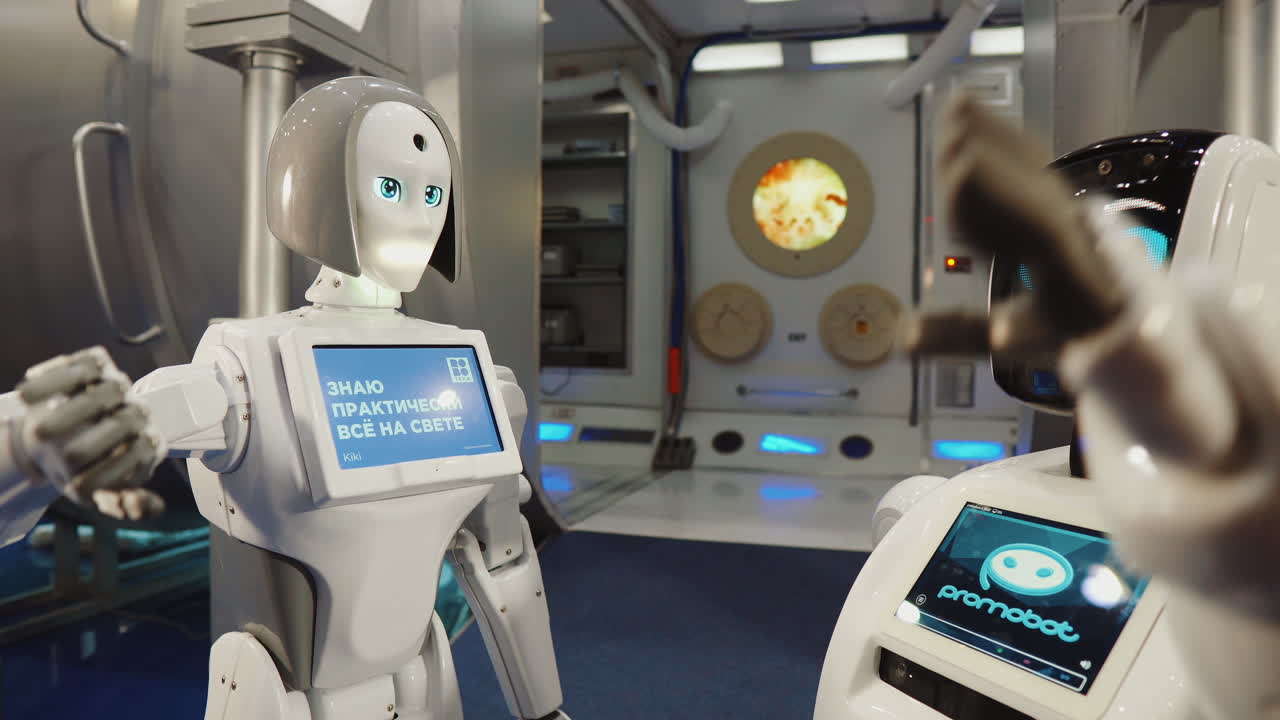 dos robots en un entorno futurista