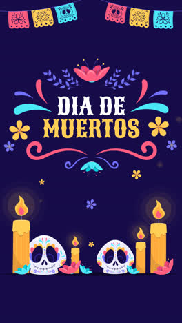 Una-Animación-De-Fondo-Plano-De-Celebración-Del-Día-De-Muertos.