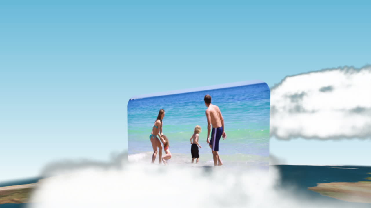 여름을 즐기는 가족들