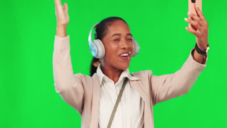 Green-screen,-woman-and-dance-with-music