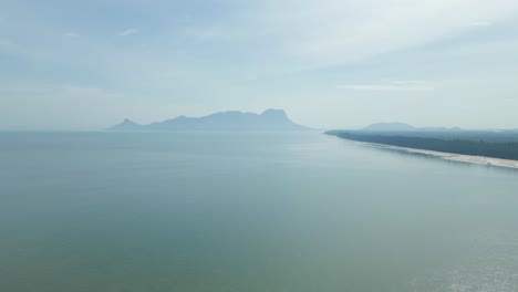 drone view of trombol beach at the north side facing telaga air fishing village,kuching,sarawak.
