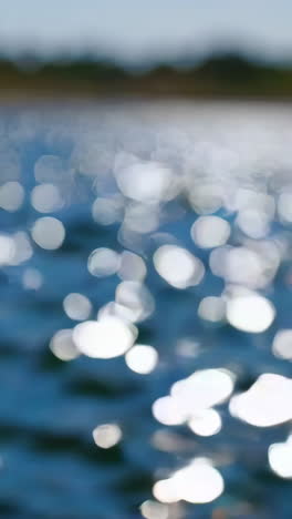 sunlight reflections on blue water with bokeh effect