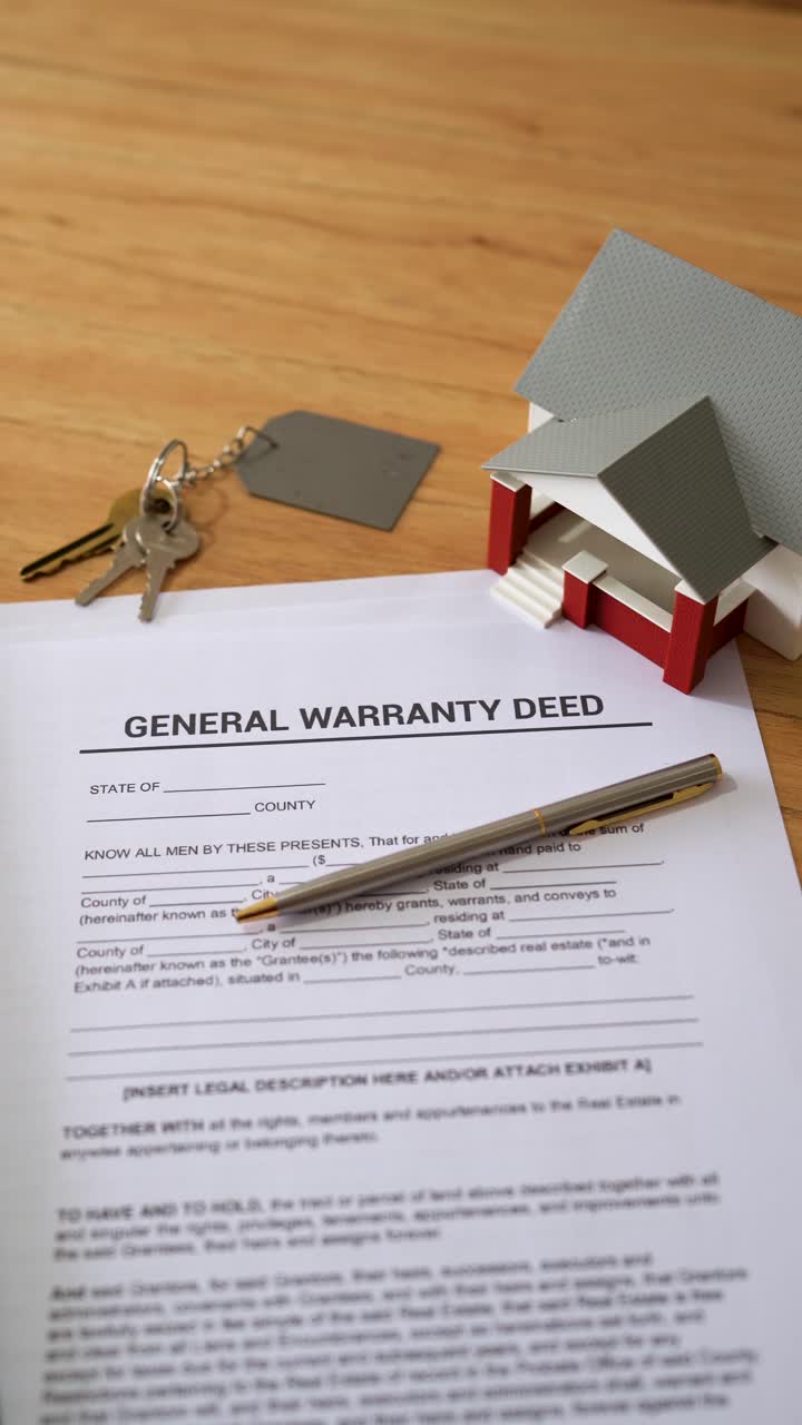 Vertical shot of general warranty deed ready to be signed.
