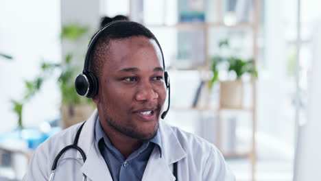 Call-center,-doctor-and-man-talking-in-healthcare