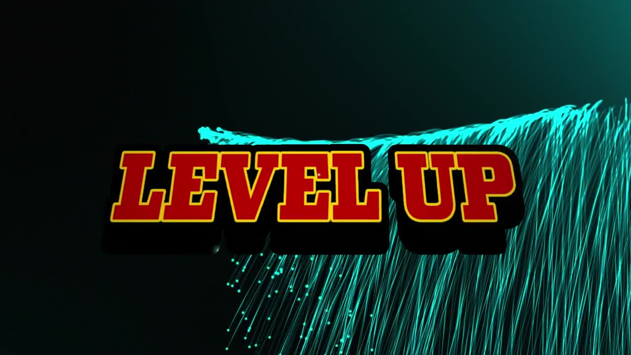 animación de texto de nivel superior sobre senderos de luz de neón