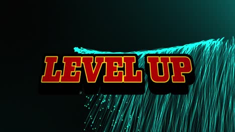 animation of level up text over neon light trails