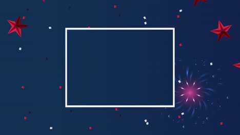 celebración del día de la independencia de los estados unidos con fuegos artificiales y marco cuadrado