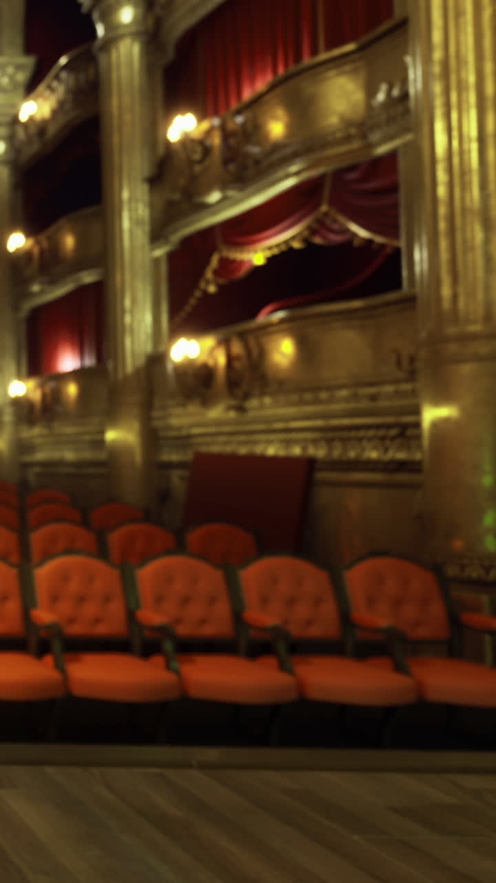 Poltrone vuote di un teatro in attesa del prossimo spettacolo in una serata tranquilla.