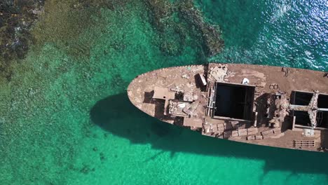 Wonderful-aerial-view-flight-rotation-Ship-bow
Shipwreck-on-beach-sandbank-Lanzarote-Canary-Islands,-sunny-day-Spain-2023