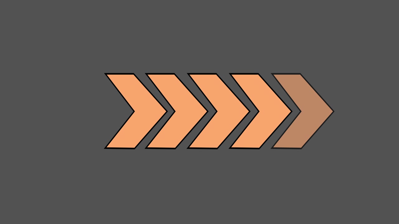Looping Animation of Orange Chevron Arrows Moving Forward