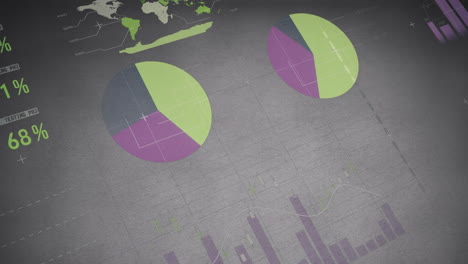 animación del procesamiento de datos financieros sobre un fondo gris