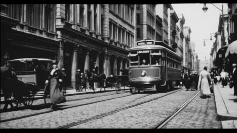 early 20th century city street scene