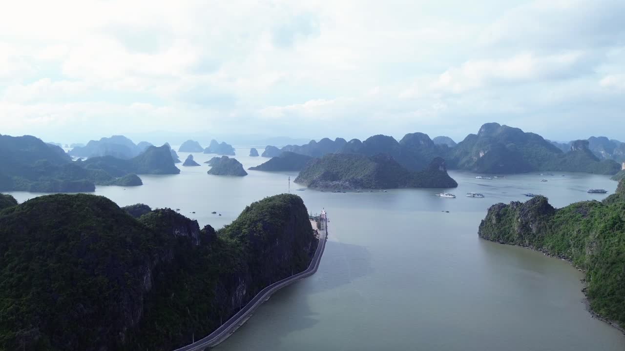 Pan left drone movement showing thick green jungle in a natural reserve in Vietnam