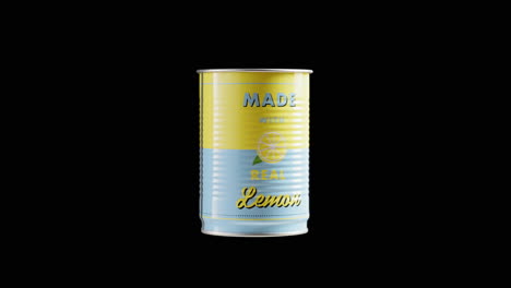 generic can of lemonade or lemon juice spinning against a black background