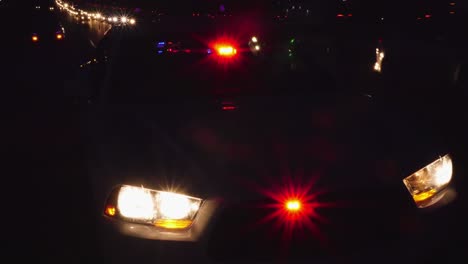 a beautiful shot of an american emergency vehicle at night.