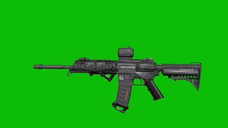 3D-model-of-a-modern-AM-16-tactical-riffle-machine-gun-rotating-360-degrees-on-green-screen-3D-animation