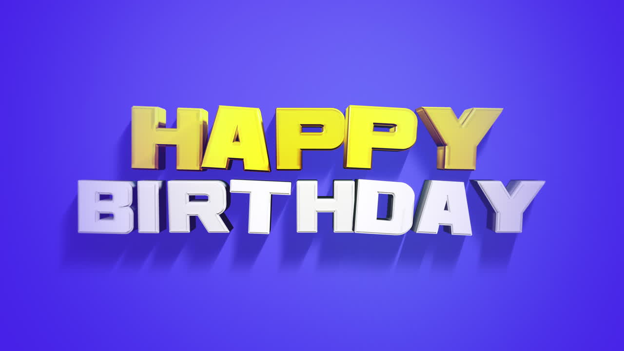 dibujo animado colorido de feliz cumpleaños texto en azul gradiente de moda