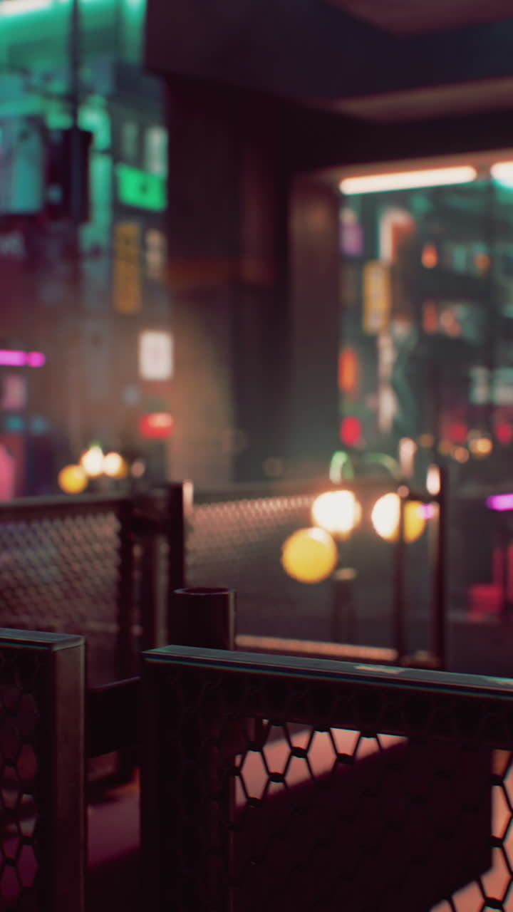 las luces de neón iluminan una calle oscura de la ciudad