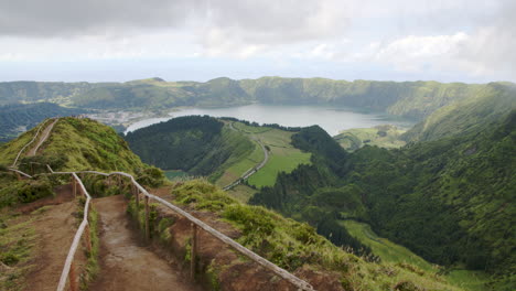 epic scenery on famous hiking trail on são miguel island of the azores