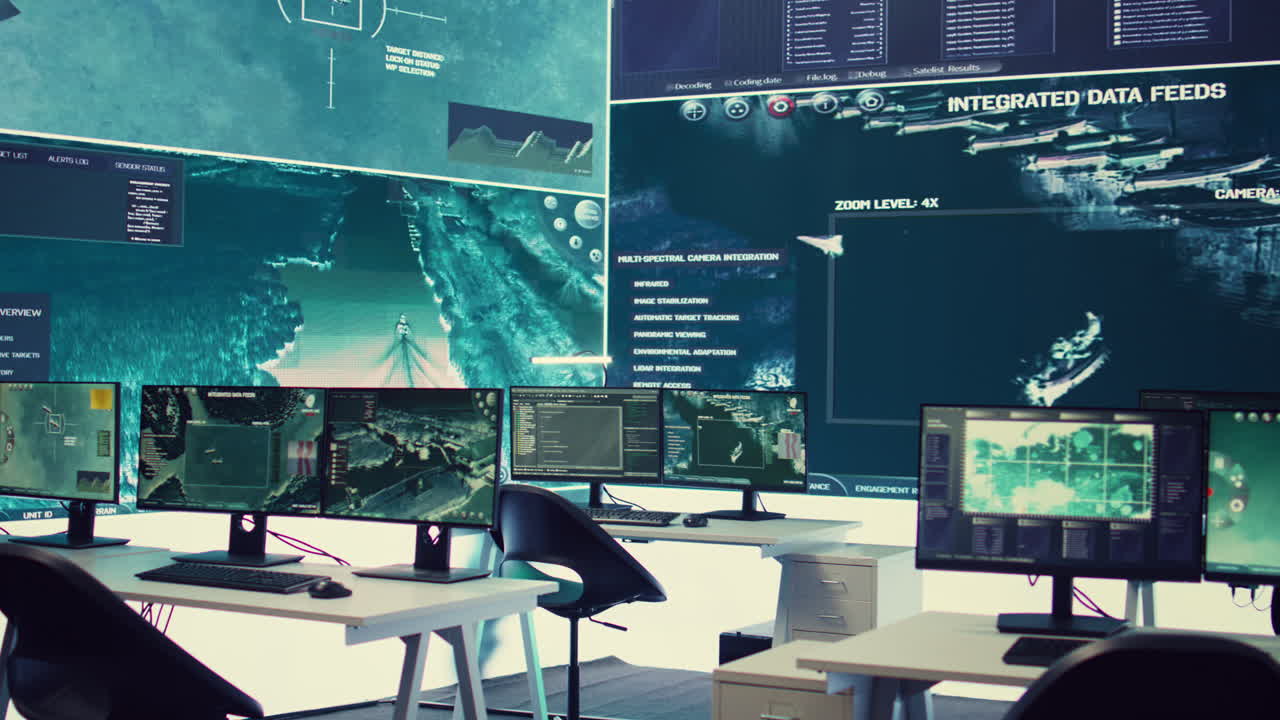 대형 스크린과 레이더 감시를 갖춘 연방 반테러 지휘 센터