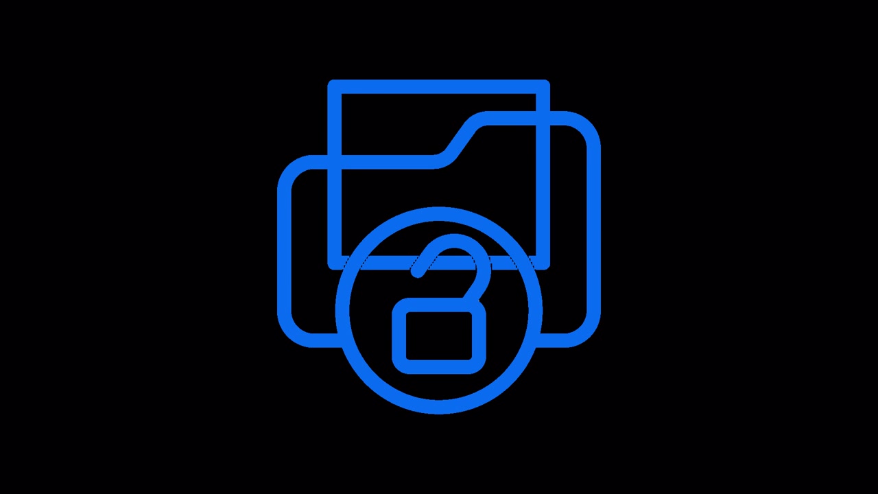 Animated Blue Folder and Padlock Icon for Data Security