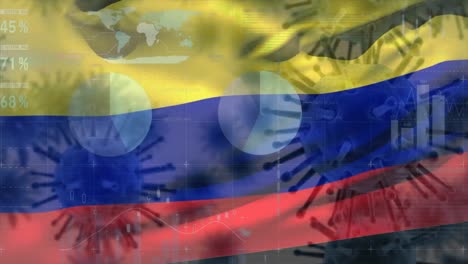 Macro-corona-virus-spreading-with-Colombian-flag-billowing-in-the-background
