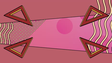animación de formas y puntos en movimiento sobre fondo rosa