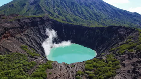 stunning turquoise volcanic crater lake