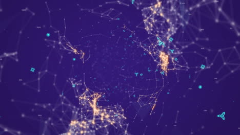 iconos de perfil y líneas asimétricas con símbolos futuristas