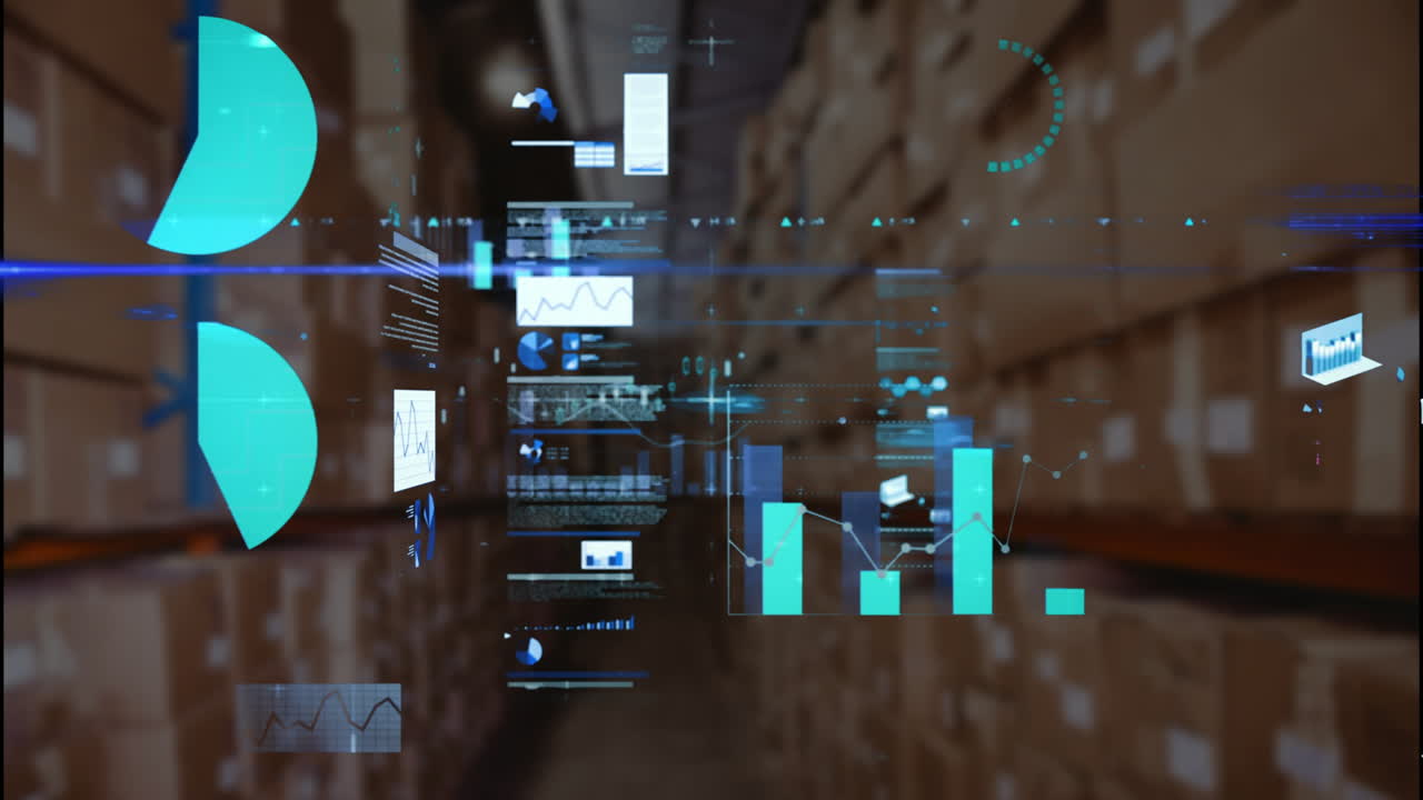 animación del procesamiento de datos sobre el almacén