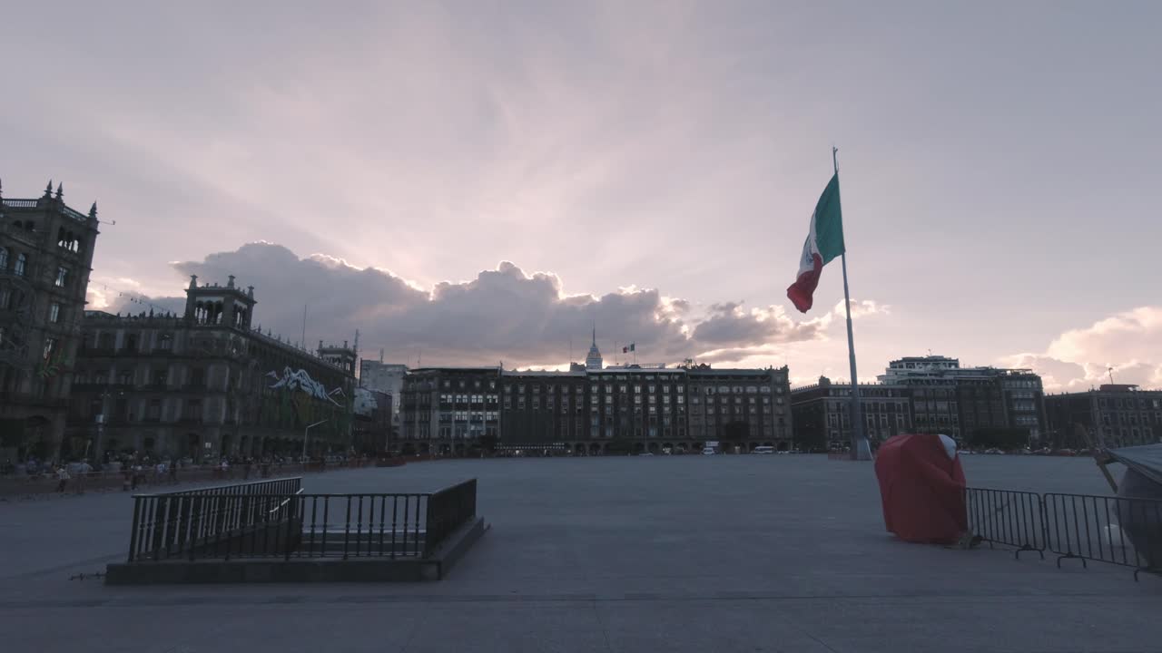 Epic Skylight Main Constitution Square Mexico City Historical Center CDMX Vibes National Flag Waving in the Wind