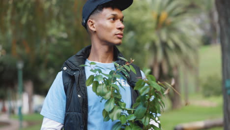 young man planting a tree in a park