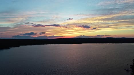 Reflective-pond-sunset-drone-video