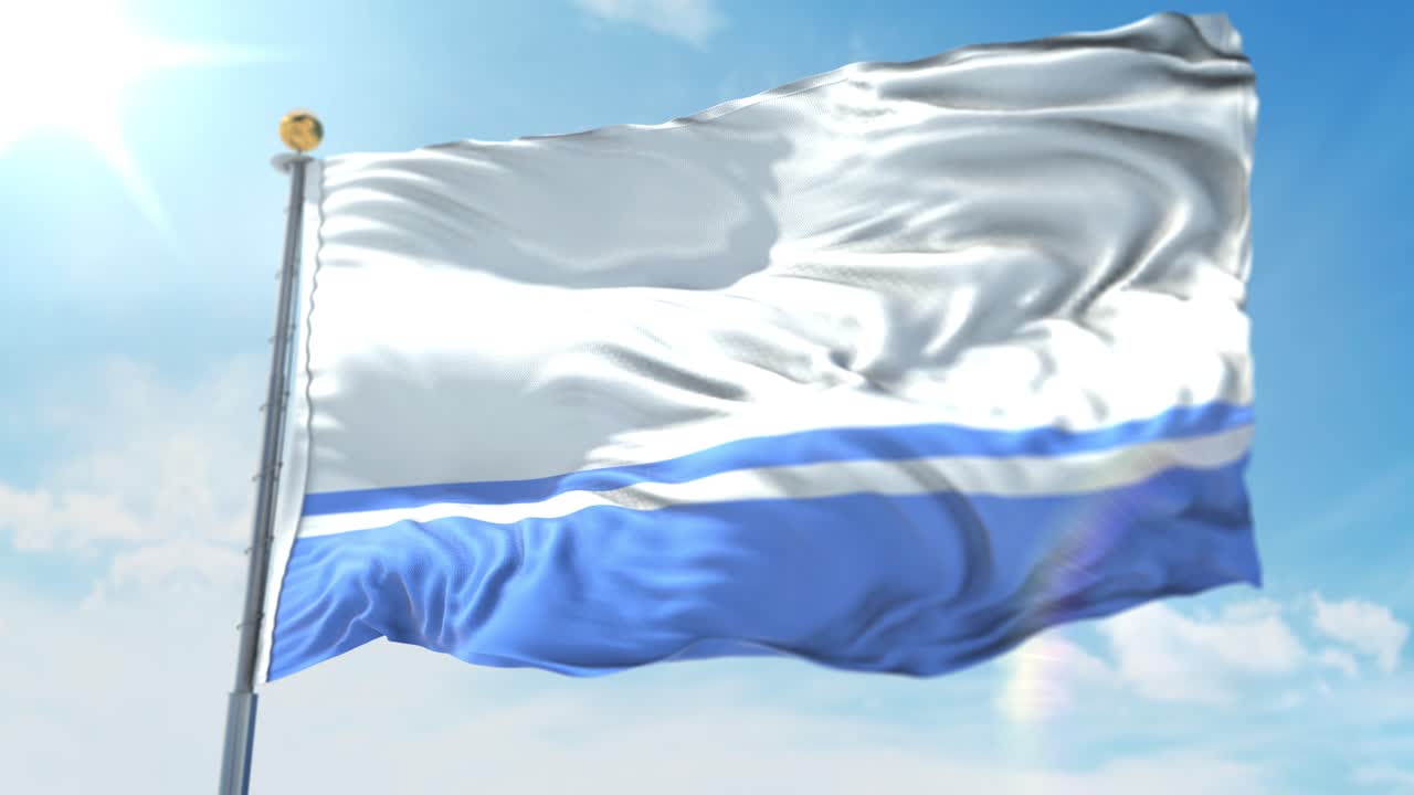 국가 알타이 공화국의 기둥에 흔들며 깃발의 4k 3d 그림