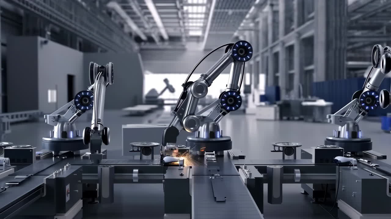 Industrial Robotics Automation in a Modern Factory
