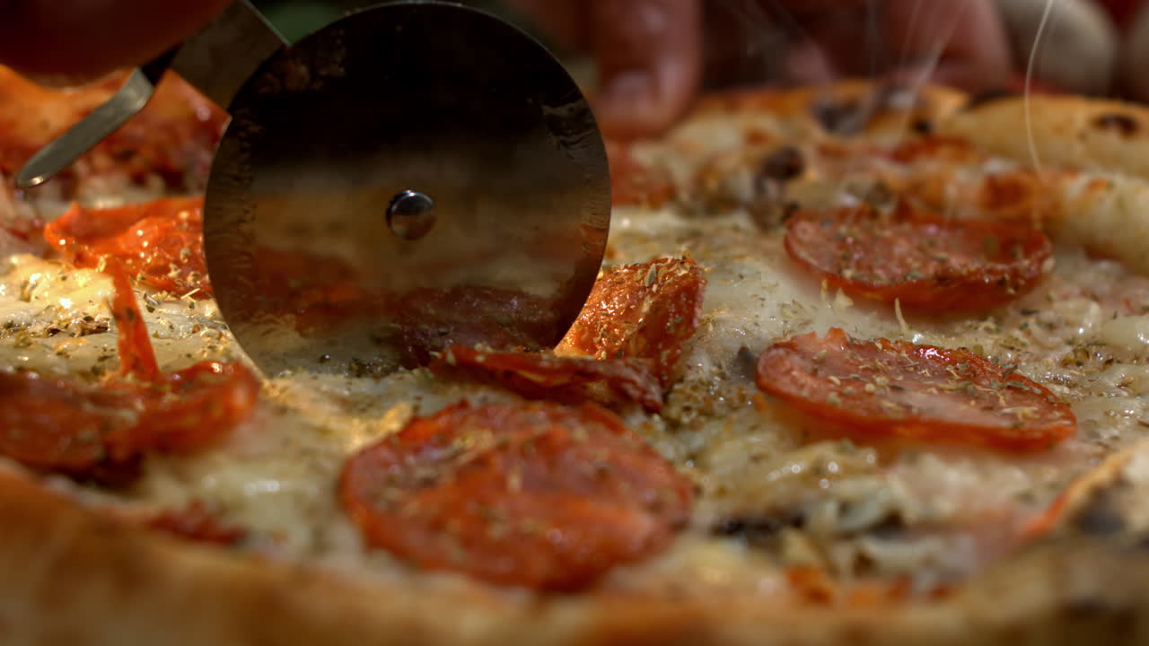 맛있는 페페로니 피자의 클로즈업