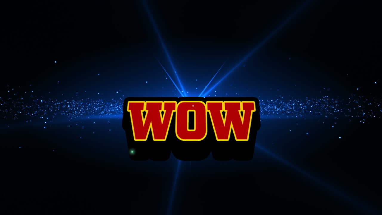 검은 바탕에 와우와 불빛의 애니메이션